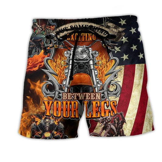 Motorcycle Put Something Exciting Between Your Legs Ride Beach Shorts Pattern View For Weekend Trips And Outdoor Activities