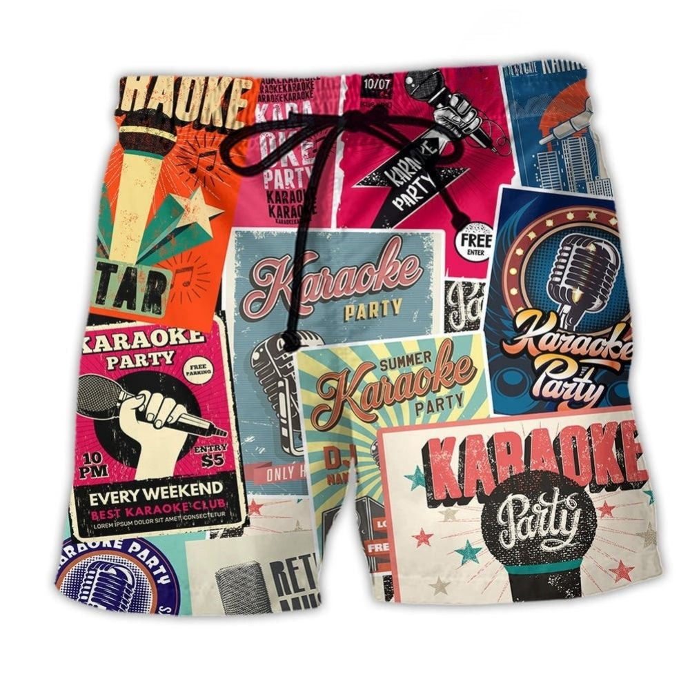 Karaoke Summer Party Colorful Beach Shorts Design View For Poolside Relaxation And Holiday Trips