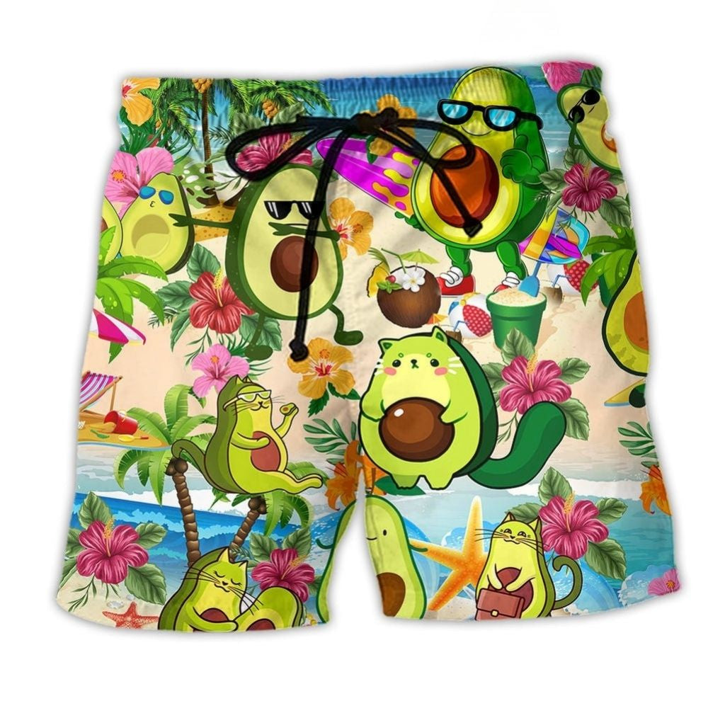 Avocado Chill Summer Beach Shorts For Holiday Cruises And Casual Outdoor Comfort