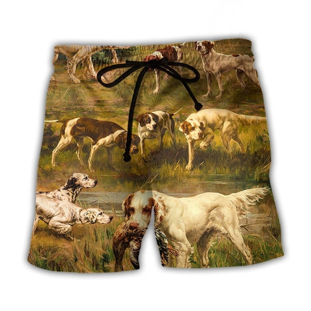 Hunting Dog And Duck Outdoor Beach Shorts For Tropical Getaways And Weekend Adventures