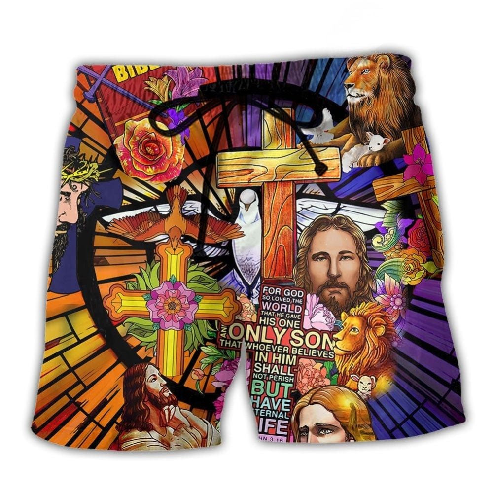 Lion Flower Faith Beach Shorts For Relaxed Shoreline Days And Bright Summer Outfits