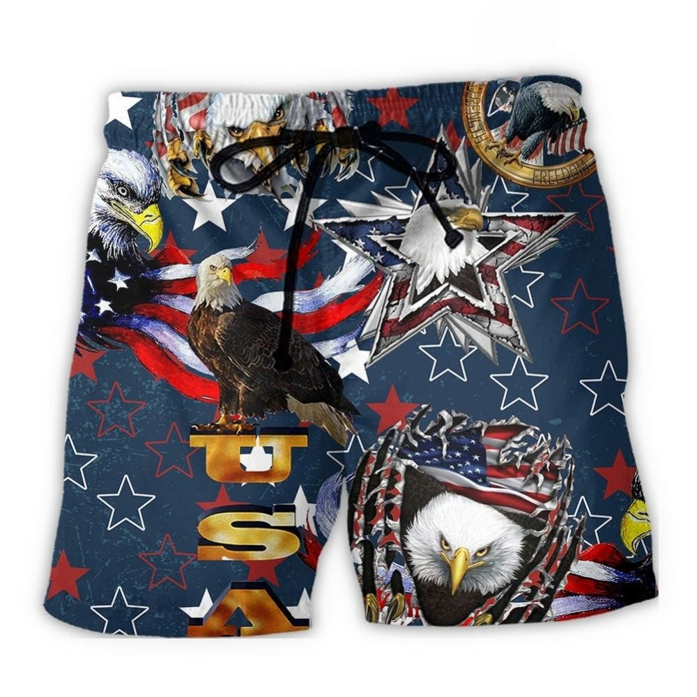 American Eagle Love Patriotic Beach Shorts Design Detail For Weekend Getaways And Beach Days