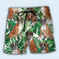 Boxer Dog Tropical Leaf Beach Shorts Design View For Comfortable Resort And Beach Styling