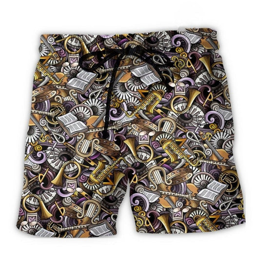 Classical Music Makes Me Happy Quote Beach Shorts For Beach Trips And Relaxed Vacation Styling