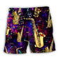 Neon Saxophone Music Beach Shorts For Island Escapes And Comfortable Resort Style