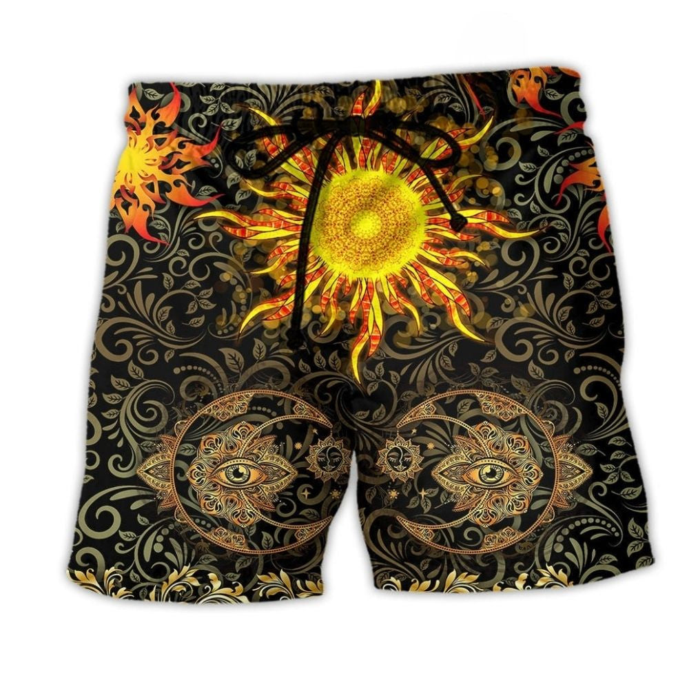 Sun Mandala Beach Shorts For Warm Weather Outings And Bright Summer Outfits