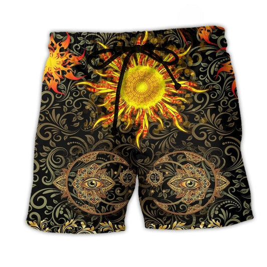 Sun Mandala Beach Shorts For Warm Weather Outings And Bright Summer Outfits