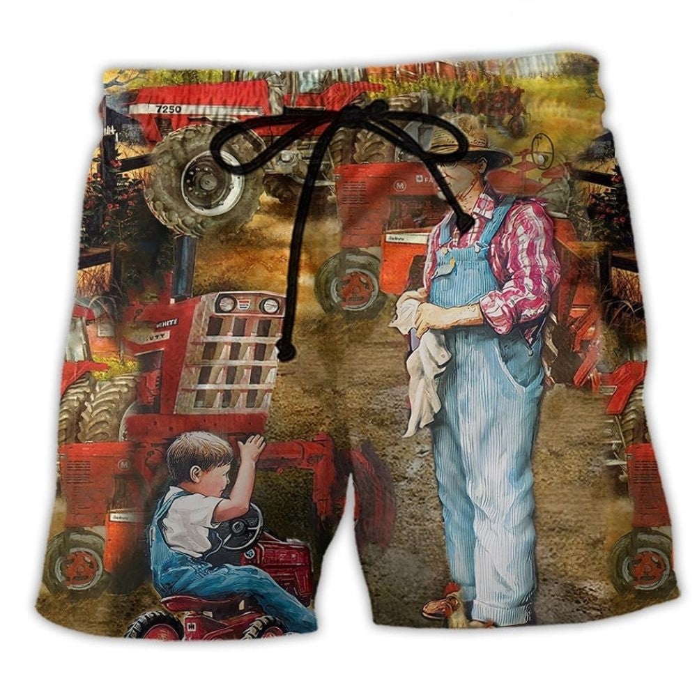 Proud Farmer Fatherhood Farm Beach Shorts For Poolside Relaxation And Relaxed Casual Style