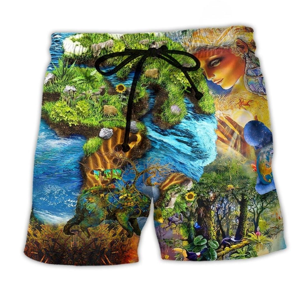Earth Environmental Protection Message Beach Shorts For Summer Vacation And Coastal Travel