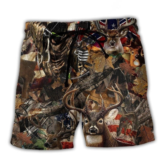 Deer Hunting American Outdoor Beach Shorts For Summer Vacations And Easygoing Coastal Style