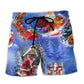 Christmas Santa Coming To Town Beach Shorts Design Detail For Seasonal Resort Style