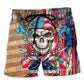 Patriotic Skull Floral America Beach Shorts For Resort Days And Distinctive Seasonal Style