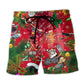 Christmas Hockey Santa Reindeer Beach Shorts For Summer Vacation And Coastal Travel
