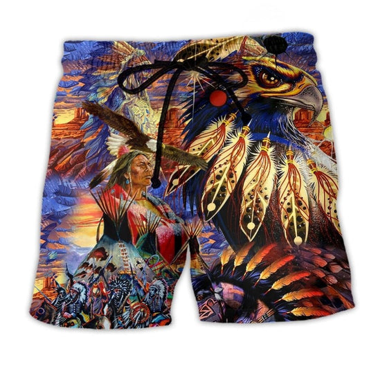 Nature Spirit Eagle Heart Inspired Beach Shorts Design Detail For American Pride And Outdoor Gatherings