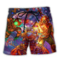 Fantasy Diving With Jellyfish Undersea Beach Shorts Pattern View For Vacation Travel And Outdoor Fun