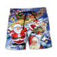 Cute Funny Santa Holiday Beach Shorts Print Detail For Beach Activities And Vacation Wear