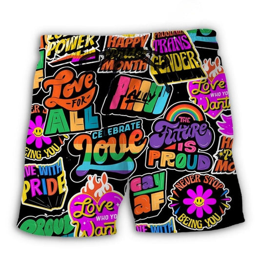 LGBT Love Is Love Rainbow Pride Beach Shorts For Resort Travel And Thoughtful Summer Gifting
