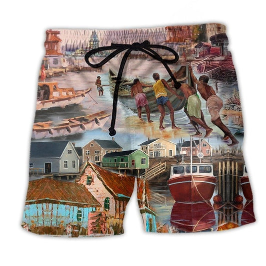Morning Harbor Scenic Cool Beach Shorts For Outdoor Adventures And Thoughtful Seasonal Gifts