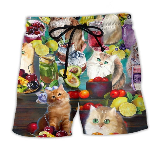 Fresh Cat Smoothie Fruit Fun Beach Shorts For Outdoor Adventures And Thoughtful Seasonal Gifts