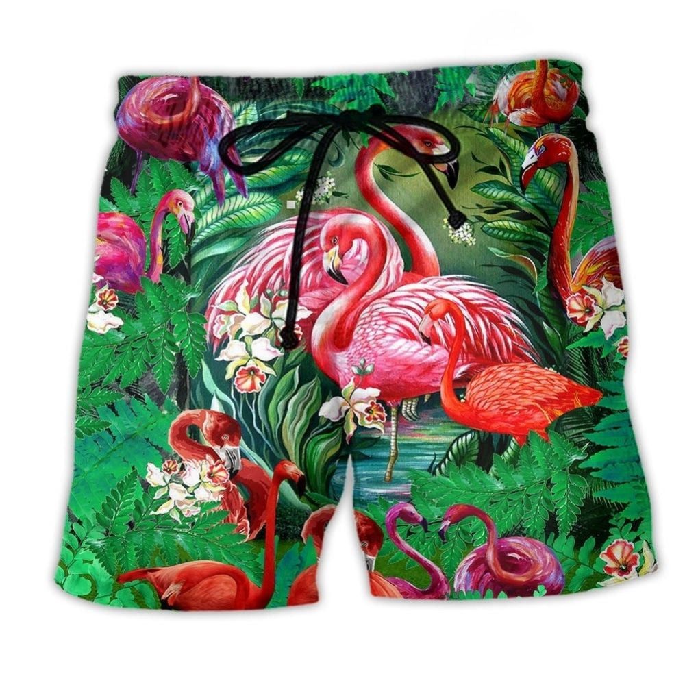 Floral Flamingo Beach Shorts For Island Escapes And Easygoing Coastal Style