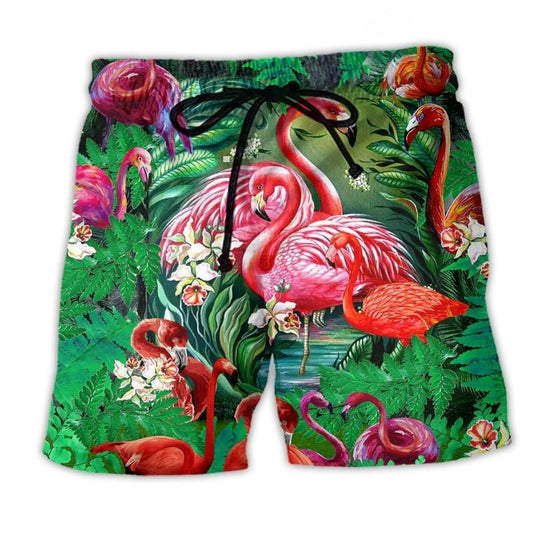 Floral Flamingo Beach Shorts For Island Escapes And Easygoing Coastal Style
