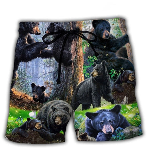 Bear Family Spring Adventure Beach Shorts Design Detail For Coastal Escapes And Daily Wear