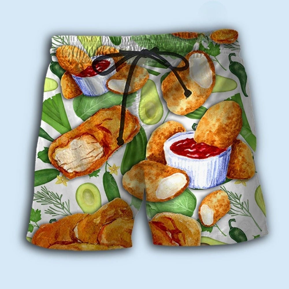 Chicken Nugget Lover Fun Food Beach Shorts Design Detail For Weekend Getaways And Beach Days