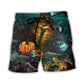 Dark Scary Skull Pumpkin Halloween Beach Shorts For Outdoor Adventures And Leisure And Relaxation
