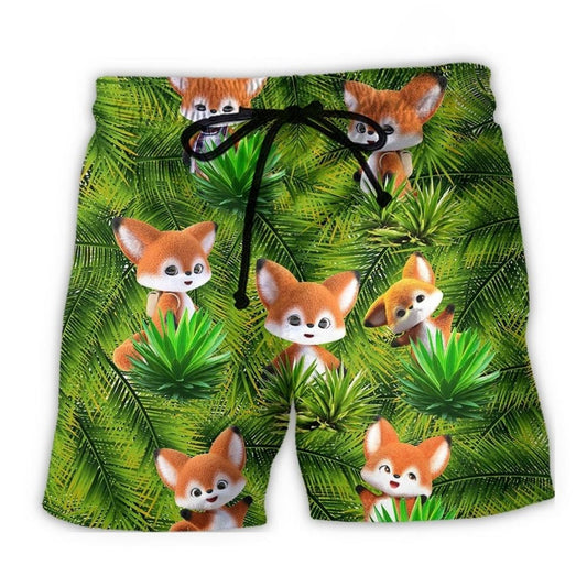 Cute Fox 3D Animator Beach Shorts For Resort Travel And Thoughtful Summer Gifting