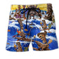 Tiki Surf Beach Shorts For Holiday Cruises And Leisure And Relaxation