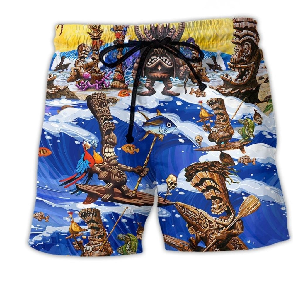 Tiki Surf Beach Shorts For Holiday Cruises And Leisure And Relaxation