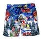 Christmas Hanging With Gnomies Beach Shorts Pattern View For Warm Weather Holiday Outfits