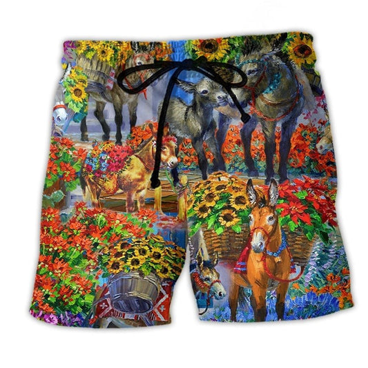 Spring Donkey Farm Beach Shorts For Outdoor Adventures And Comfortable Resort Style