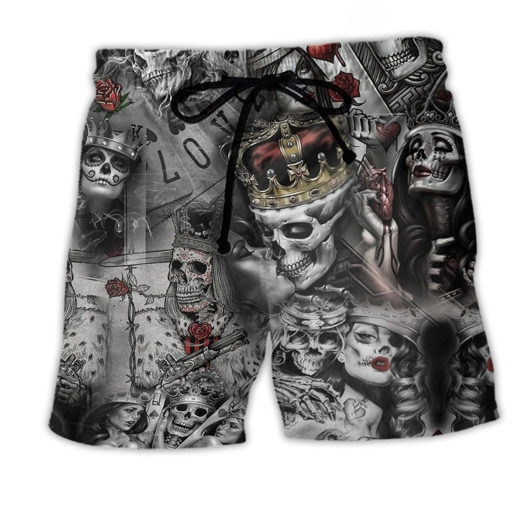 Skull Poker Blind Beach Shorts For Tropical Holidays And Easy Warm Weather Wear