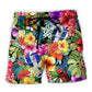 Color Puzzle Snake Tropical Colorful Beach Shorts Artwork Detail For Comfortable Everyday Summer Wear