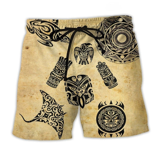 Vintage Hawaii Island Beach Shorts For Coastal Road Trips And Relaxed Casual Style