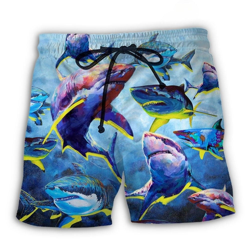 Shark Family Ocean Light Beach Shorts For Outdoor Adventures And Easy Warm Weather Wear