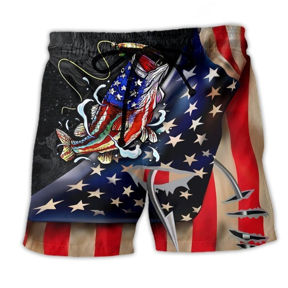 Bass Fishing American Outdoor Life Beach Shorts For Warm Weather Travel And Everyday Comfort