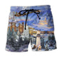 Lighthouse Magical Ocean Light Beach Shorts Pattern View For Weekend Trips And Outdoor Activities
