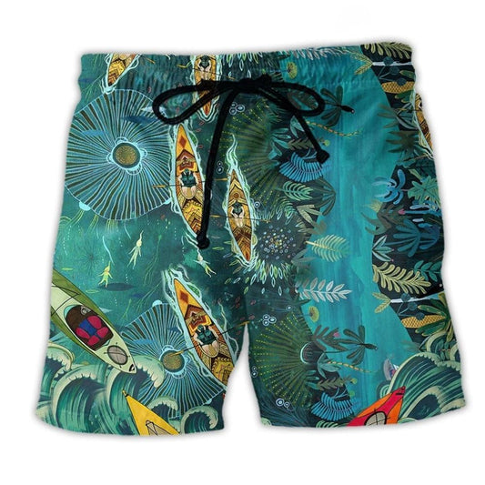 Kayaking Adventure Fun Beach Shorts Design Detail For Resort And Beach Day Style