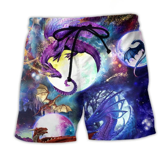 Dragon Mystery Fantasy Dark Beach Shorts Pattern View For Vacation Travel And Outdoor Fun