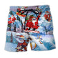 Snowboarding Heaven Earth Christmas Beach Shorts Design Detail For Resort And Beach Day Style