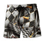 Mysterious Chess Strategy Dark Beach Shorts Design View For Poolside Relaxation And Holiday Trips
