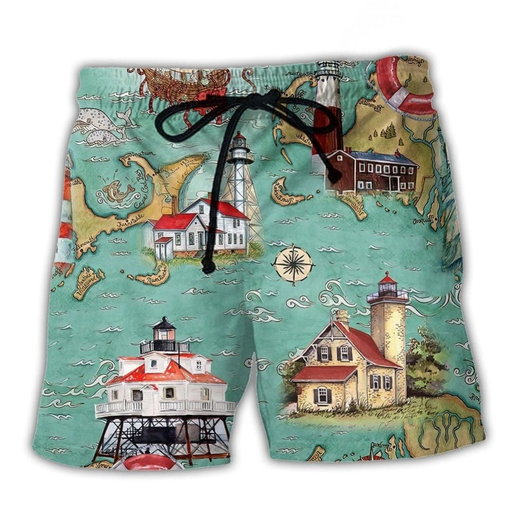 Lighthouse Travel Inspiration Beach Shorts For Island Escapes And Thoughtful Gift Giving