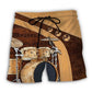 Old Drummer And Lovely Lady Vintage Beach Shorts Pattern View For Coastal Holidays And Casual Activities