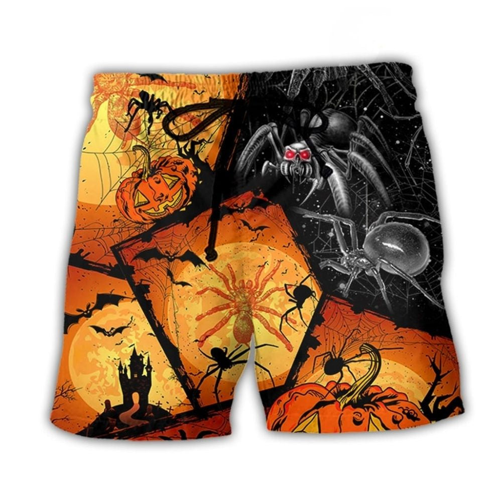 Spider Pumpkin Halloween Beach Shorts For Poolside Relaxation And Travel Ready Comfort