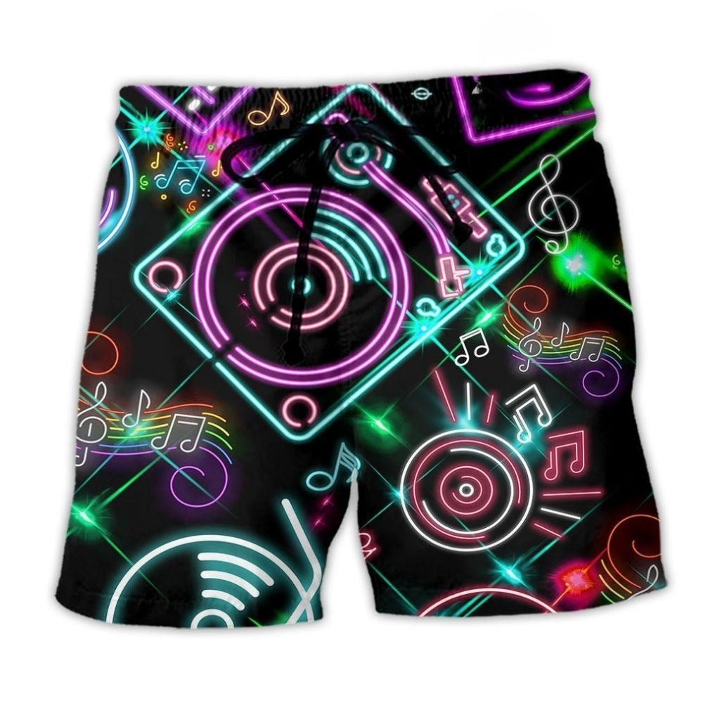 Music Record Player Memory Beach Shorts For Oceanfront Weekends And Weekend Casual Style