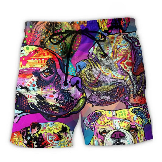 All I Need Is My Bulldog Beach Shorts Pattern View For Vacation Travel And Outdoor Fun