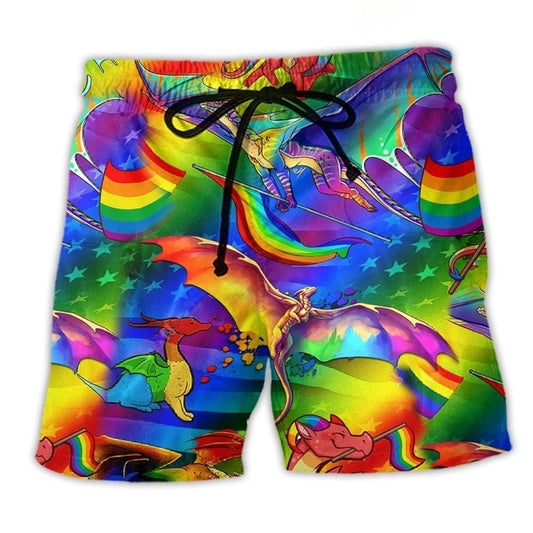 Rainbow Pride Beach Shorts Print Detail For Thoughtful Gift Giving