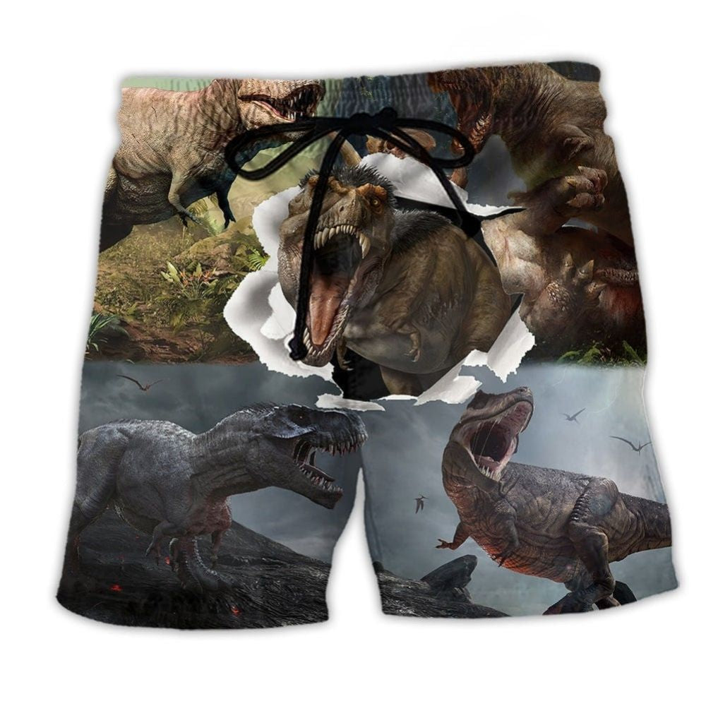T Rex Dinosaur Cool Adventure Beach Shorts For Sunny Holidays And Comfortable Daily Styling